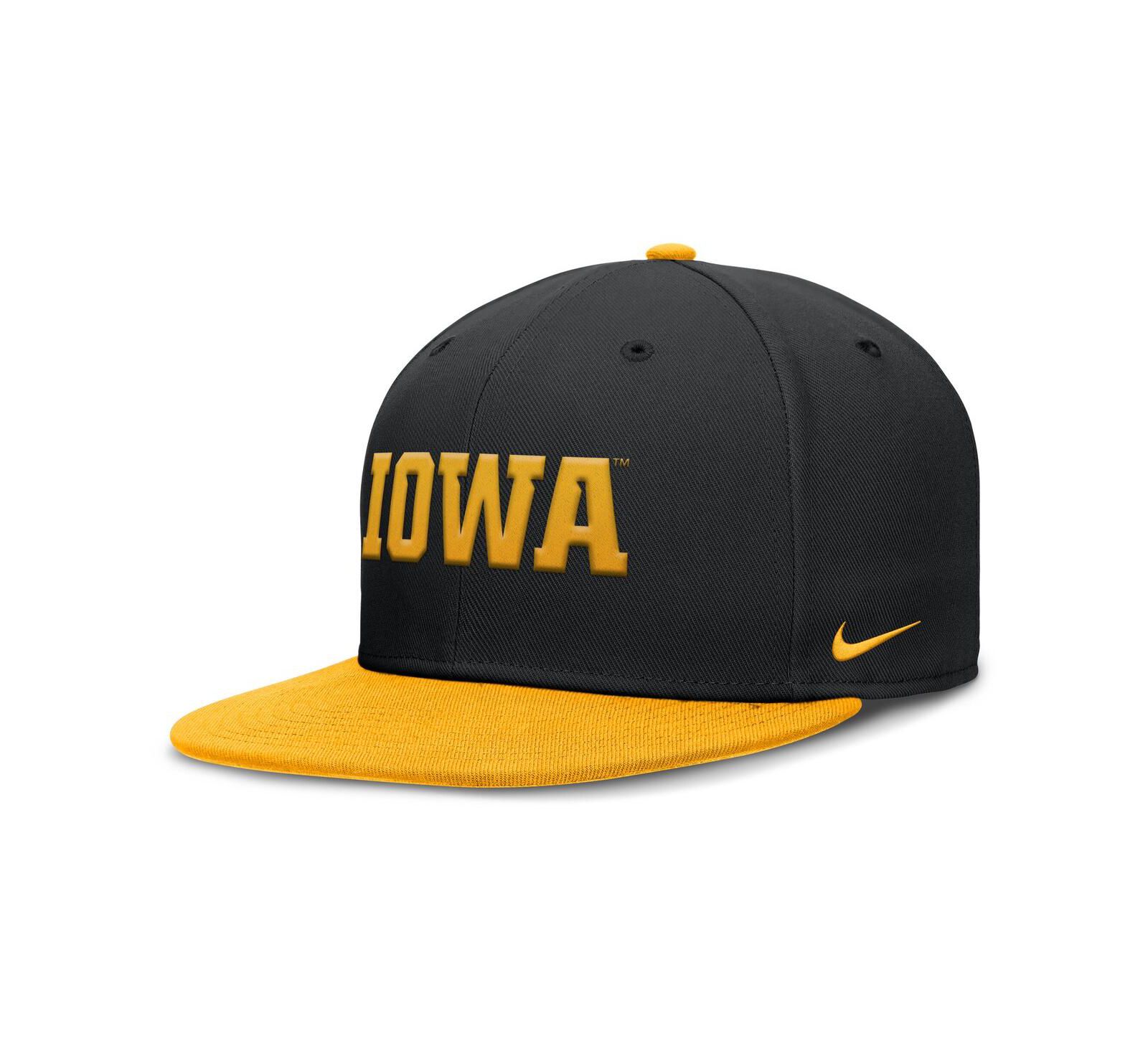 Nike Мужская кепка Iowa Hawkeyes, черная/золотая, Performance Fitted