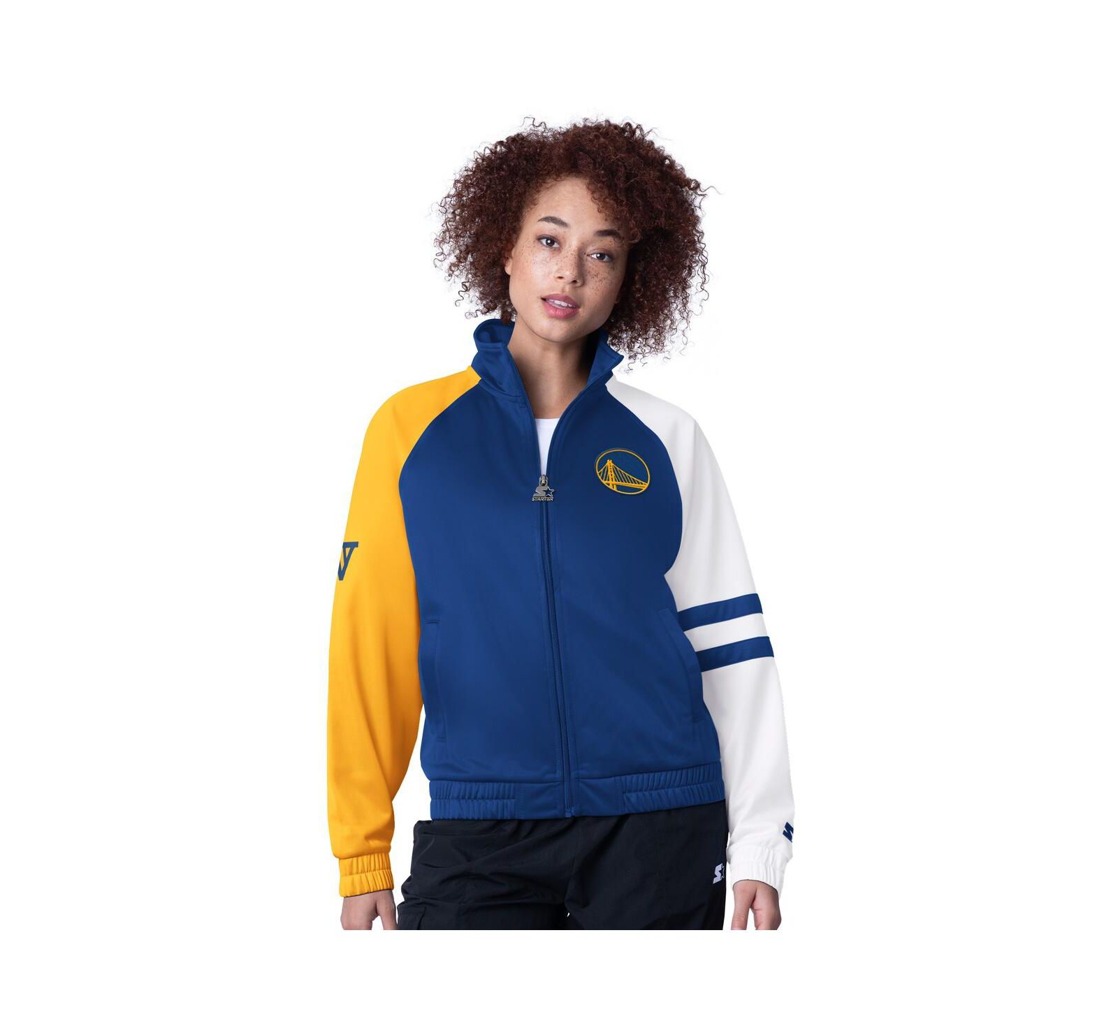 Starter Women's Royal Golden State Warriors Line Up Dolman Raglan Full-Zip Track Jacket
