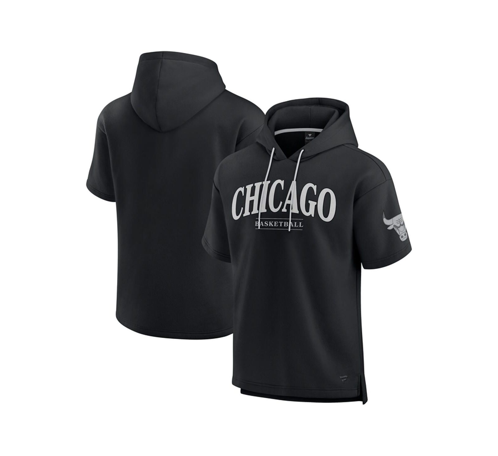 Fanatics Мужской черный свитшот-худи Chicago Bulls Elements Ready с коротким рукавом