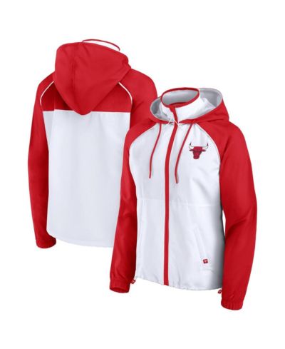 Женская ветровка-худи Fanatics White/Red Chicago Bulls Anorak Raglan Full-Zip