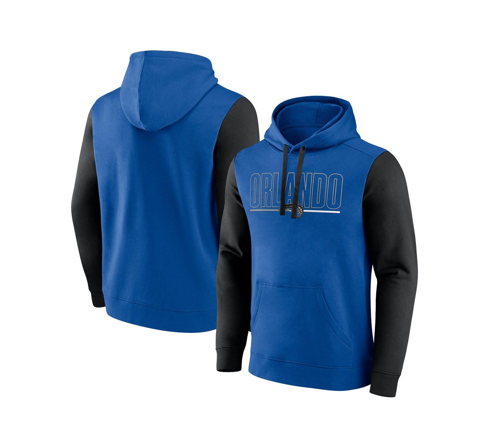 Мужское худи Logo Athletic Blue Orlando Magic Outline Colorblock Pullover