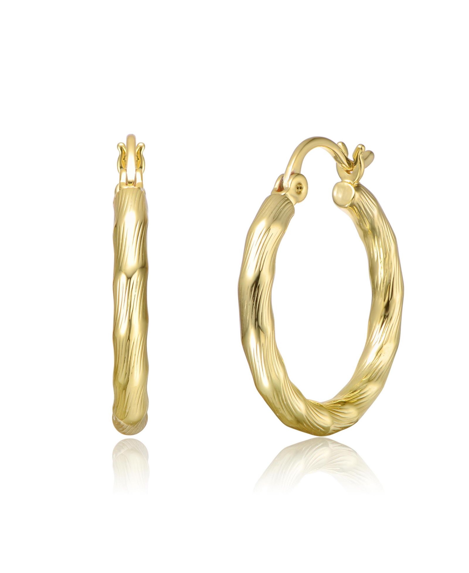 Серьги Rachel Glauber Elegant High-Polish Twisted Hoop Saddleback