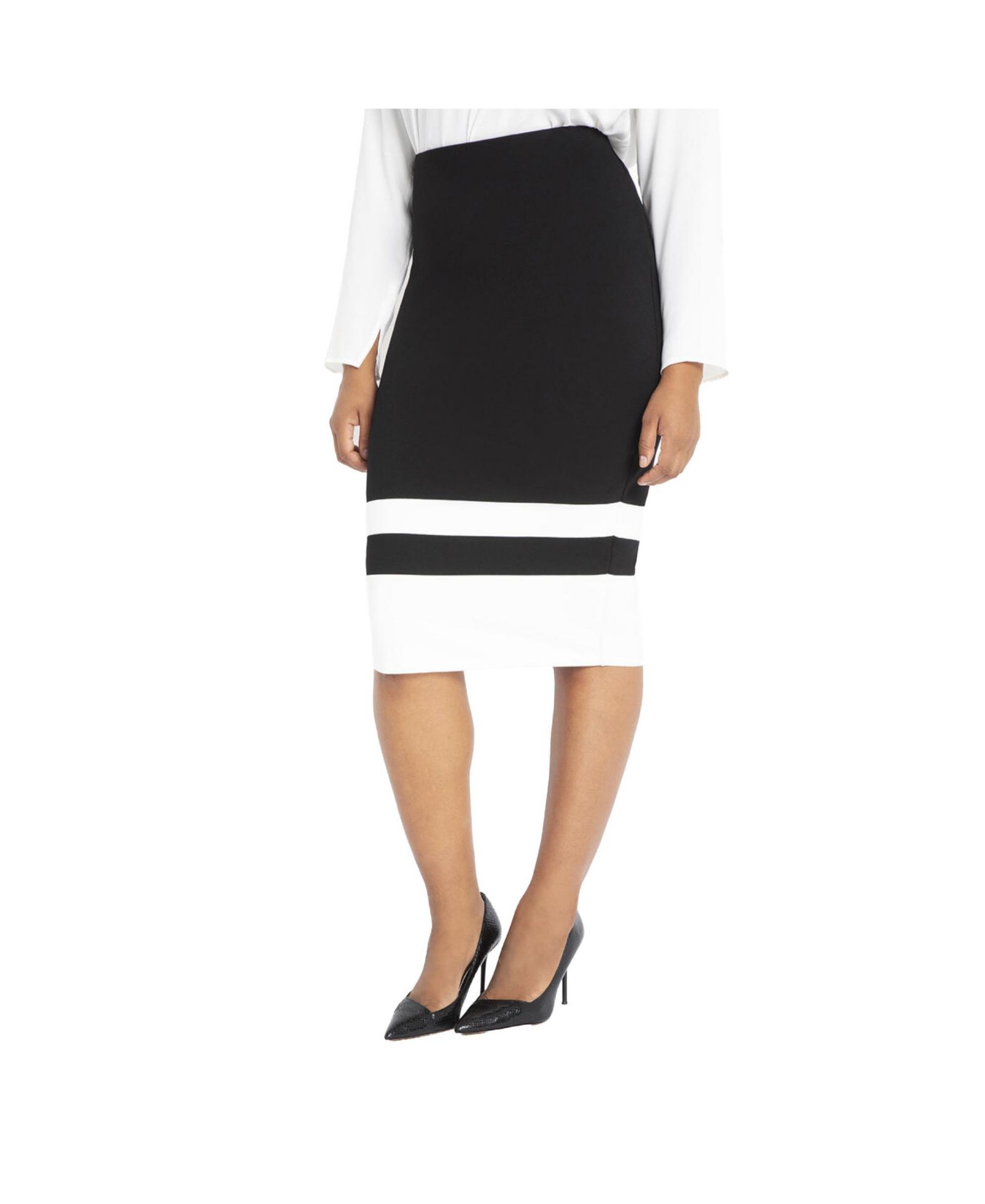 ELOQUII Women's Colorblock Column Skirt