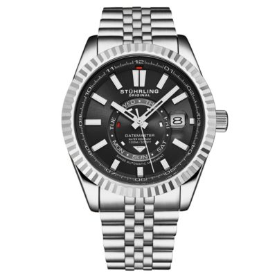 Мужские автоматические часы Stuhrling Datemaster II Swiss Automatic 42mm Stainless Steel, Black Dial