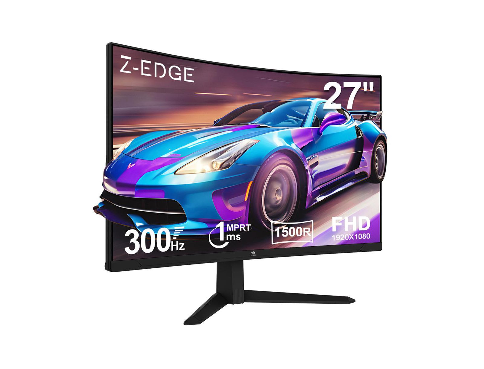 Игровой изогнутый монитор Z-EDGE, 27", 1080P Full HD, 300 Hz, 1 ms, HDMI x 2, DP x 2, FreeSync