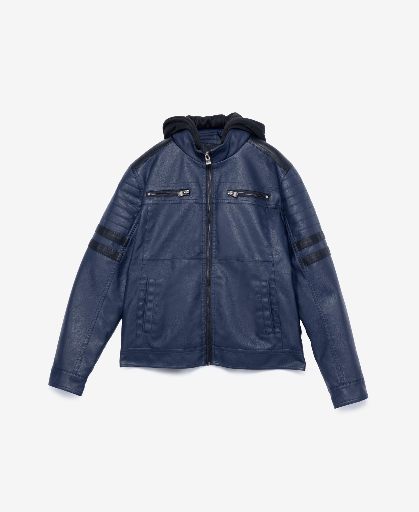 XRAY Boys Hooded Moto PU Leather Jacket With Lining