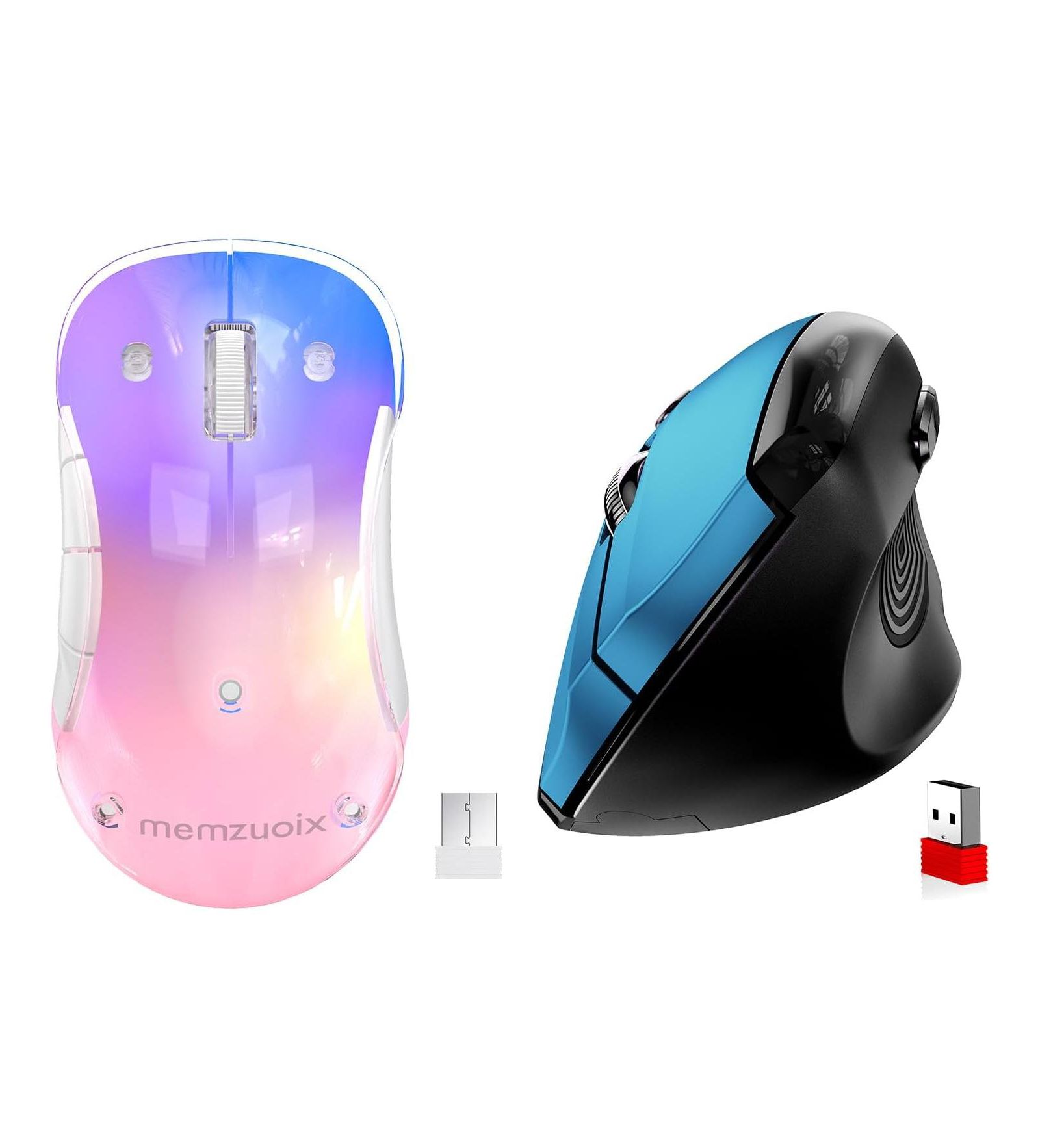 Memzuoix 2.4G Wireless Rechargeable Ergonomic Mouse for Laptop, Desktop, PC, and MacBook, 2-Pack