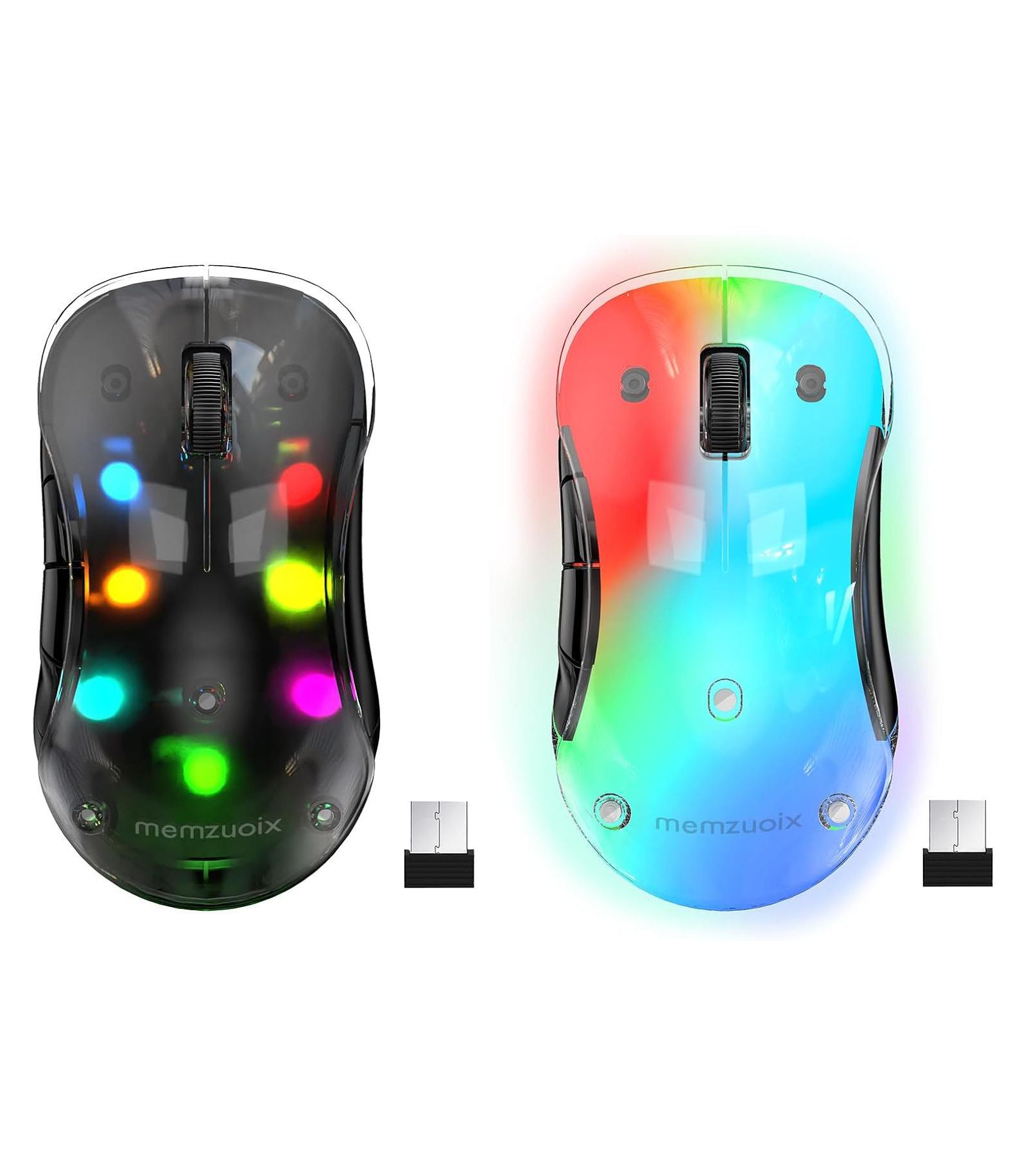 Memzuoix Rechargeable Wireless LED Light Mouse for Windows/Mac, 2-Pack