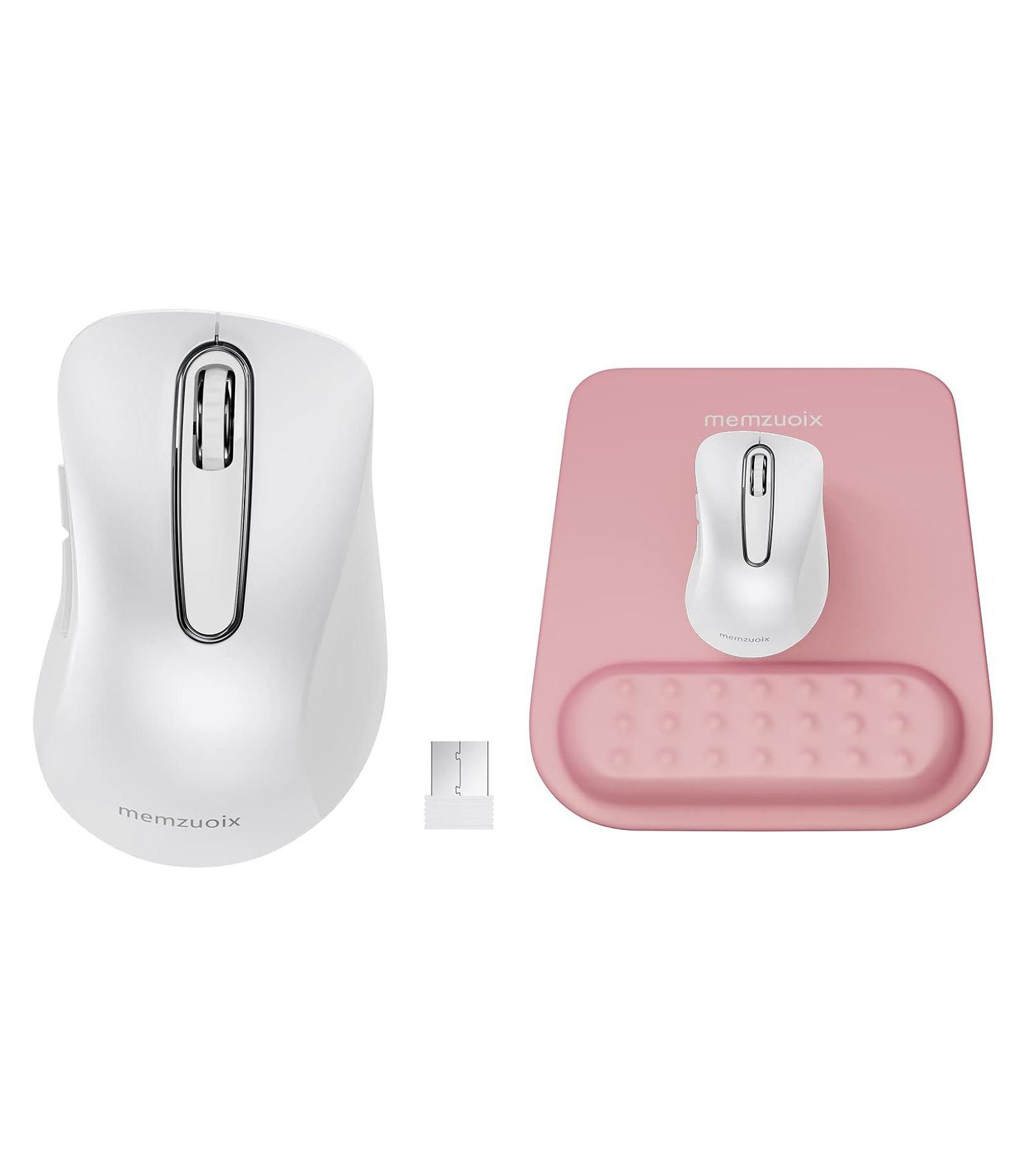 Memzuoix Wireless Ergonomic Mouse and Mouse Pad with Memory Foam Wrist Rest for PC/Mac