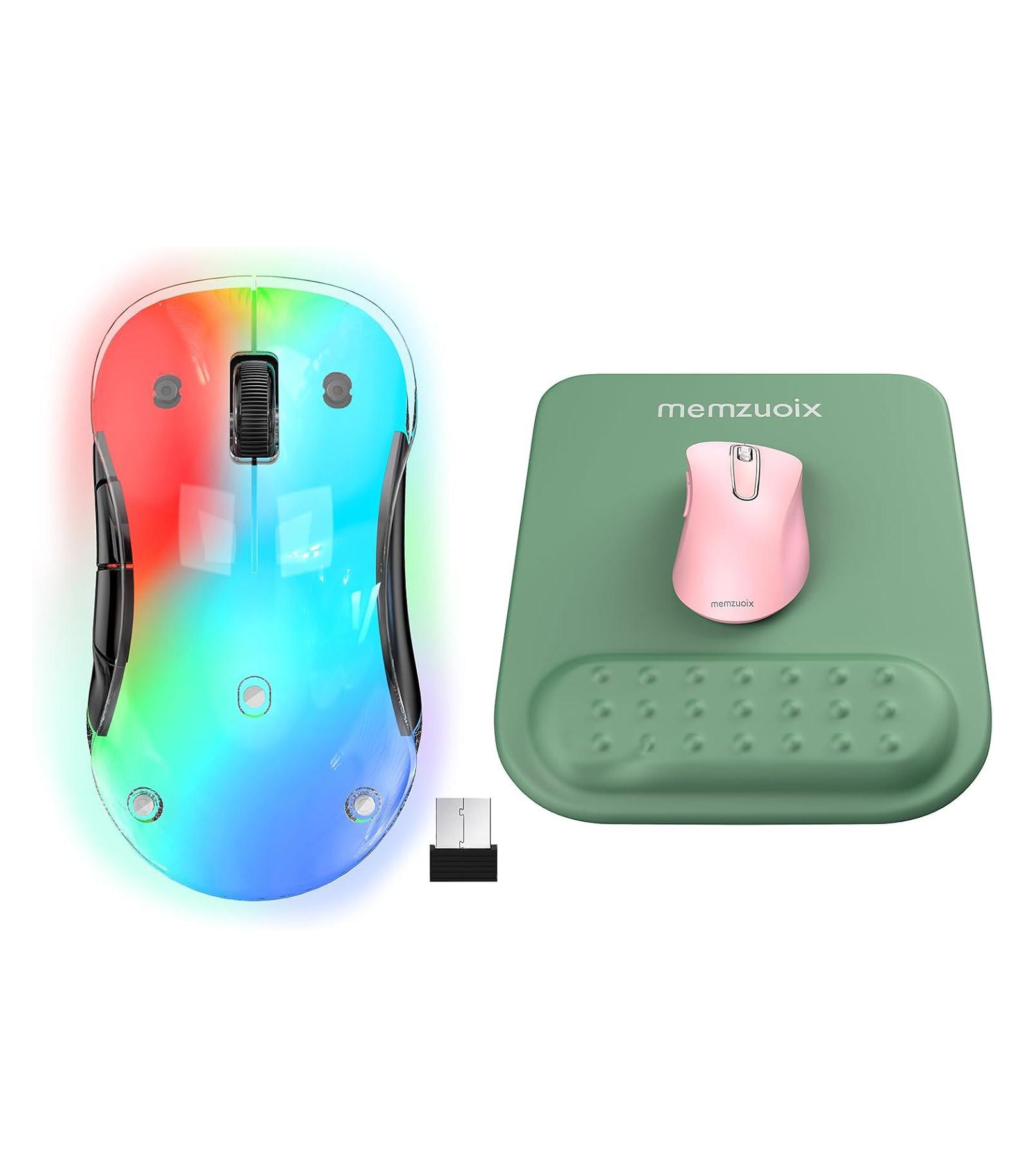 Memzuoix Wireless Rechargeable Ergonomic Mouse and Mouse Pad, 2-Piece Set for Windows, Mac, and Linux