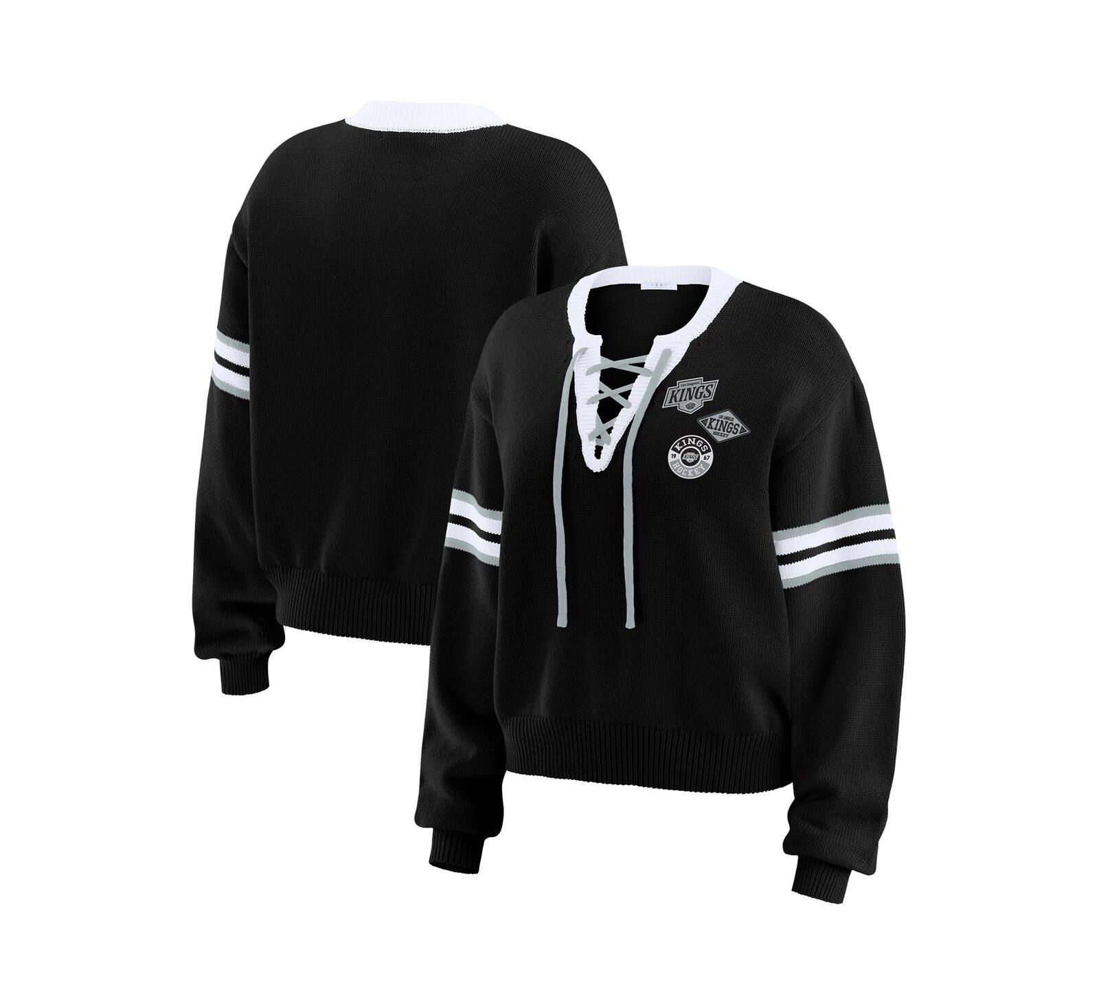 Женский укороченный джемпер с кружевом WEAR by Erin Andrews Black Los Angeles Kings