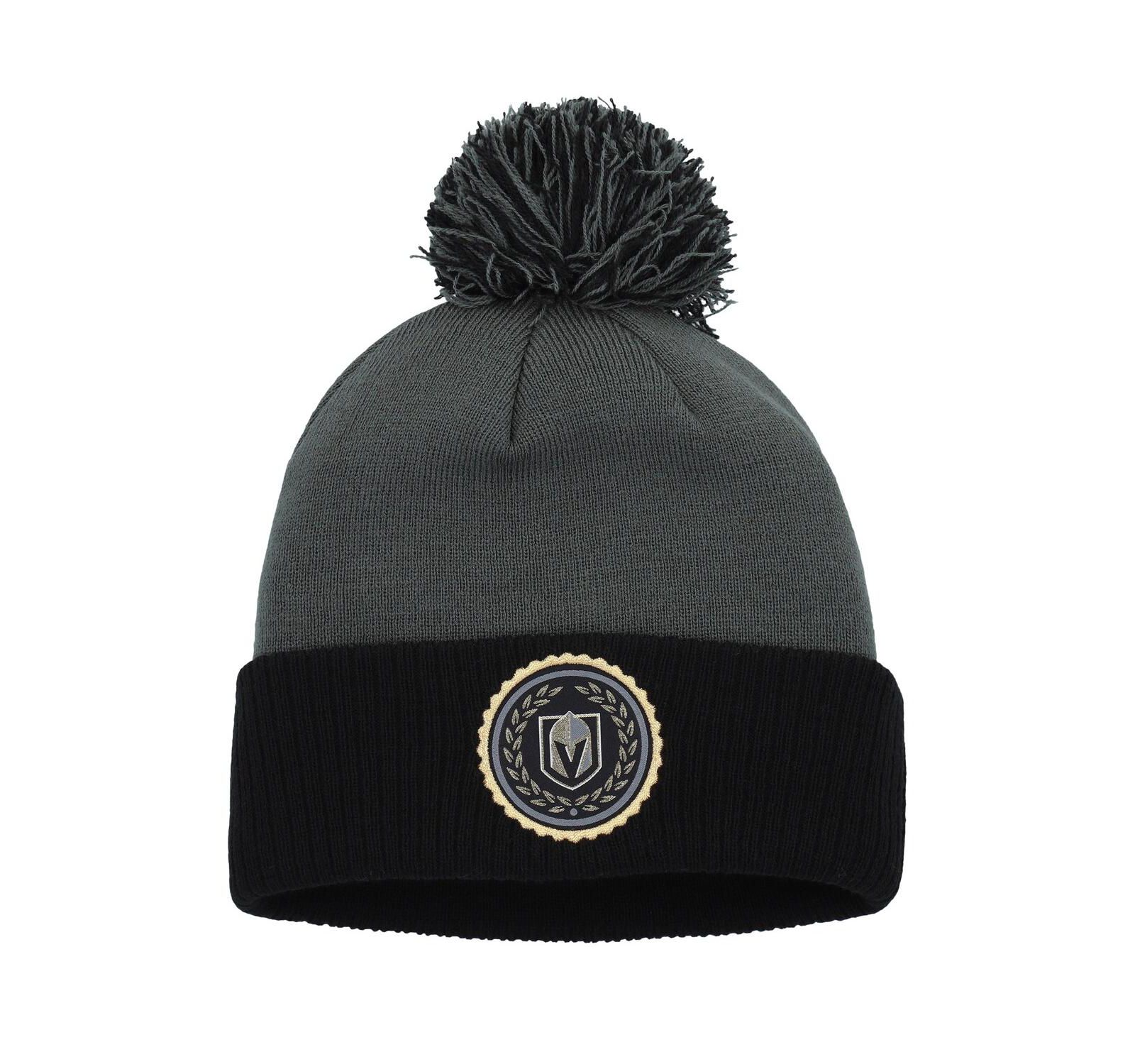 Женская adidas Gray Vegas Golden Knights Laurel Cuffed with Pom Knit Hat