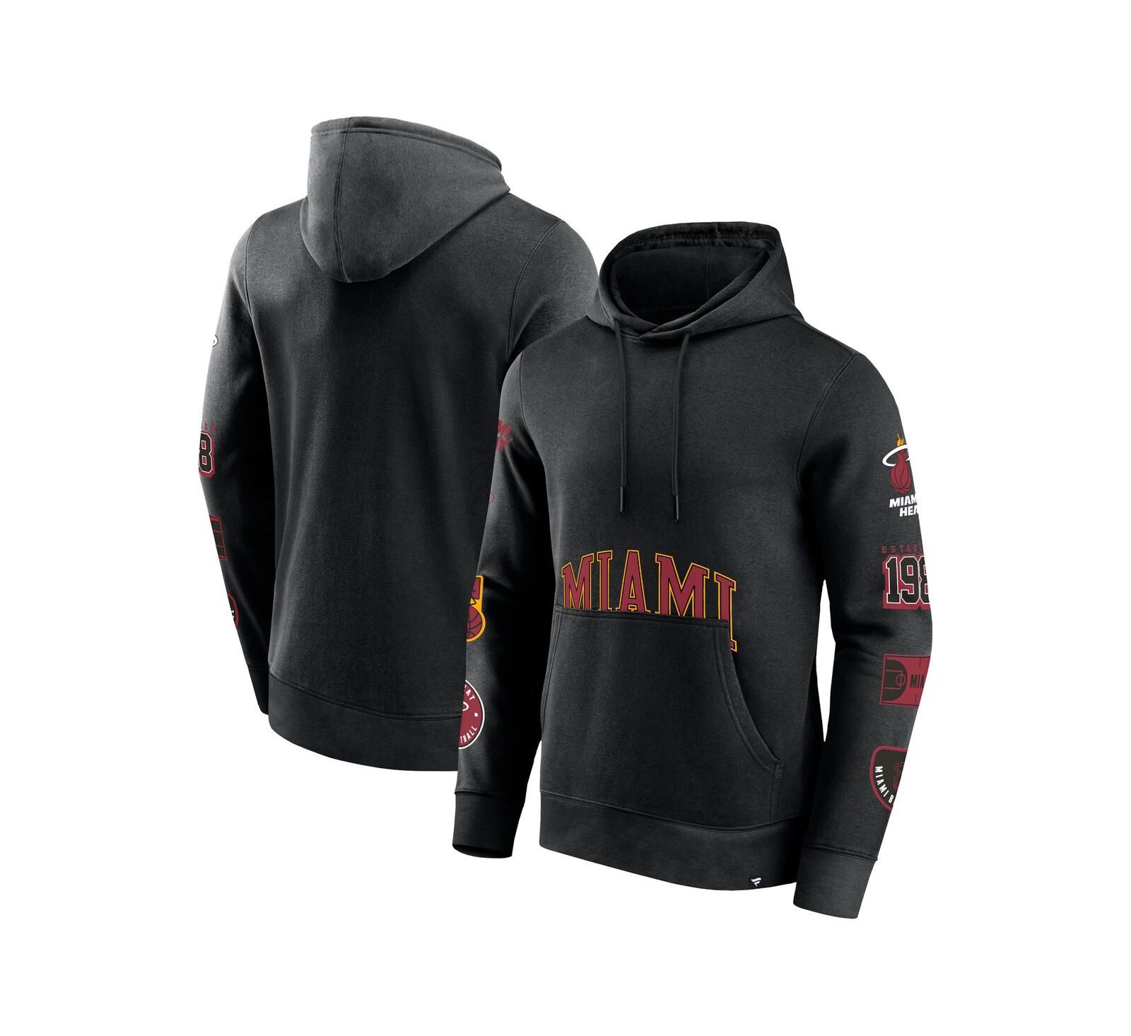 Fanatics Мужской черный свитшот с капюшоном Miami Heat Home Court Pullover