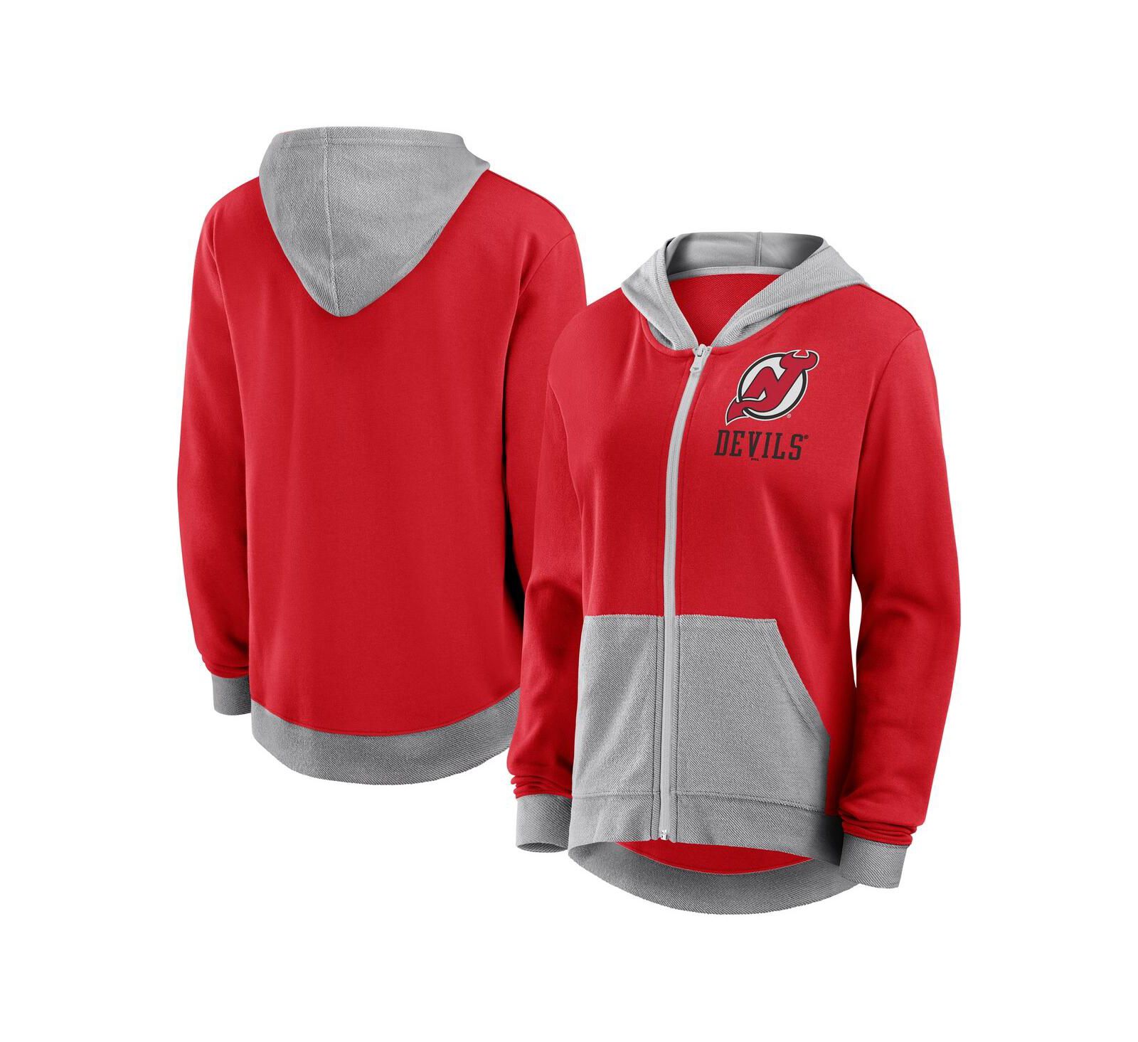 Logo Athletic Women's Red New Jersey Devils Hit It French Terry Full-Zip Hoodie