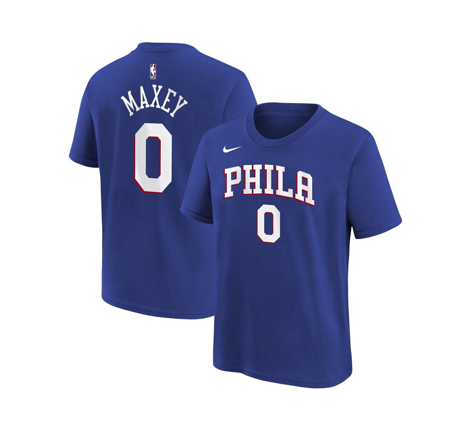 Футболка Nike Tyrese Maxey Royal Philadelphia 76ers Icon Name & Number для мальчиков и девочек