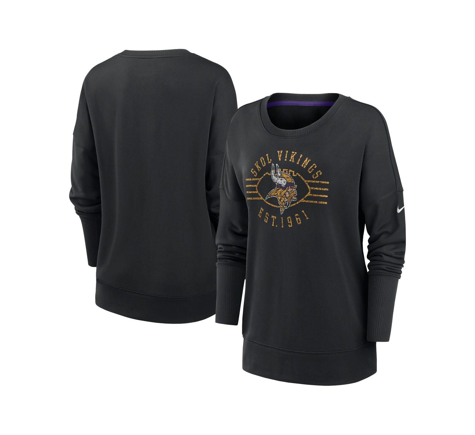 Женский свитшот Nike Black Minnesota Vikings Rewind Playback Icon Performance Pullover