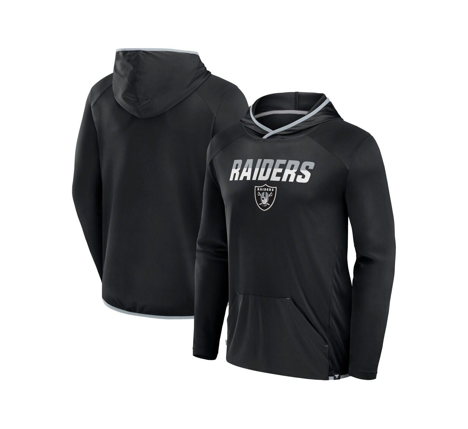 Fanatics Мужская черная футболка с длинным рукавом и капюшоном Las Vegas Raiders Transitional Defender