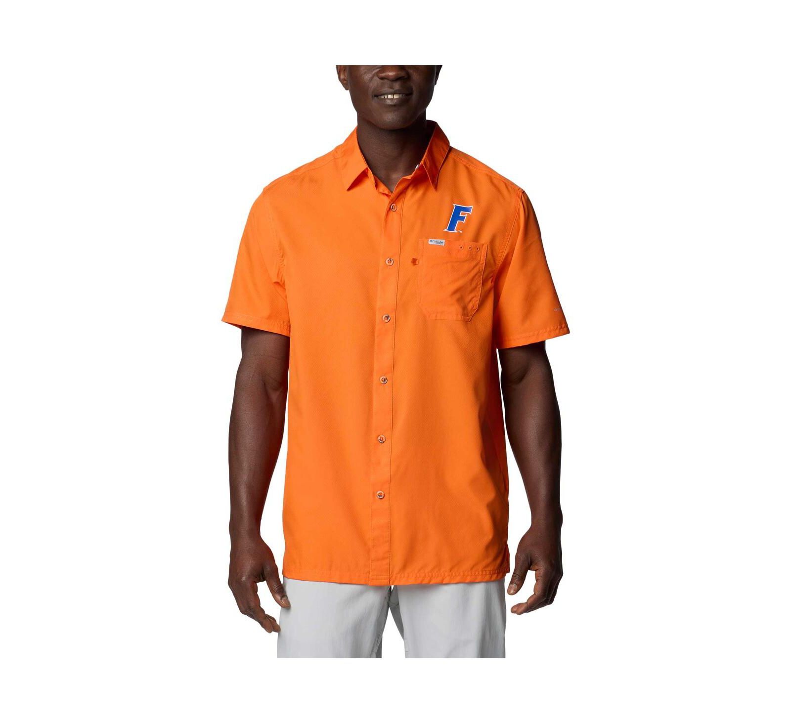 Мужская рубашка Columbia Orange Florida Gators PFG Slack Tide Omni-Shade Button-Up Camp