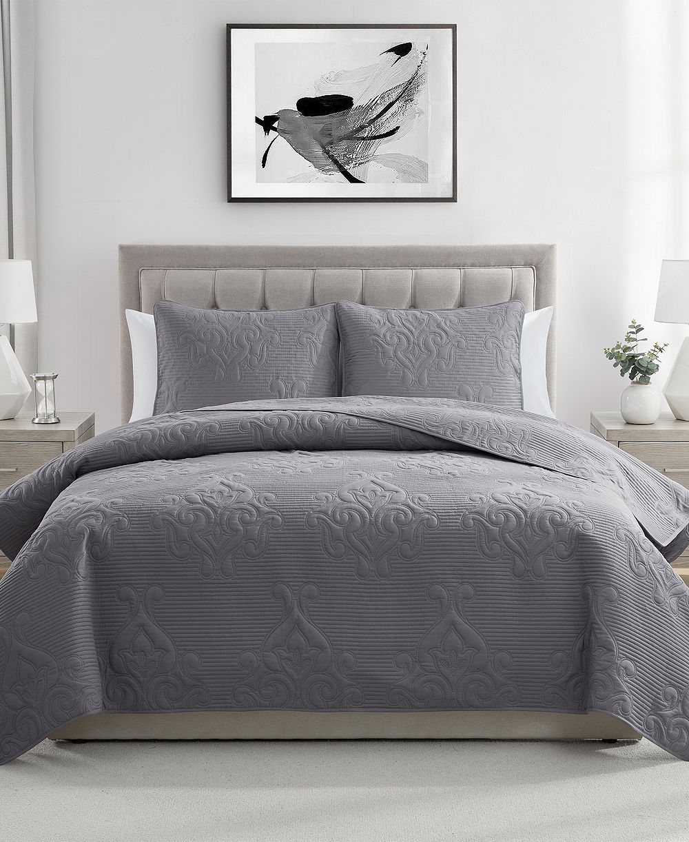 VCNY Home Solomun Pinsonic Damask 3-Pc. Quilt Set, King