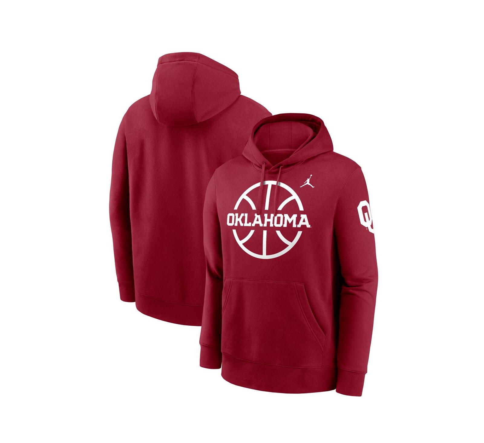 Jordan Men's худи с капюшоном Oklahoma Sooners Basketball Icon Club Fleece, малиновый