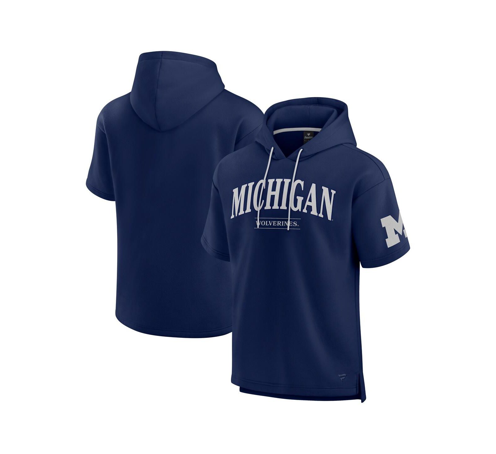 Fanatics Мужское худи Michigan Wolverines, темно-синий, с коротким рукавом