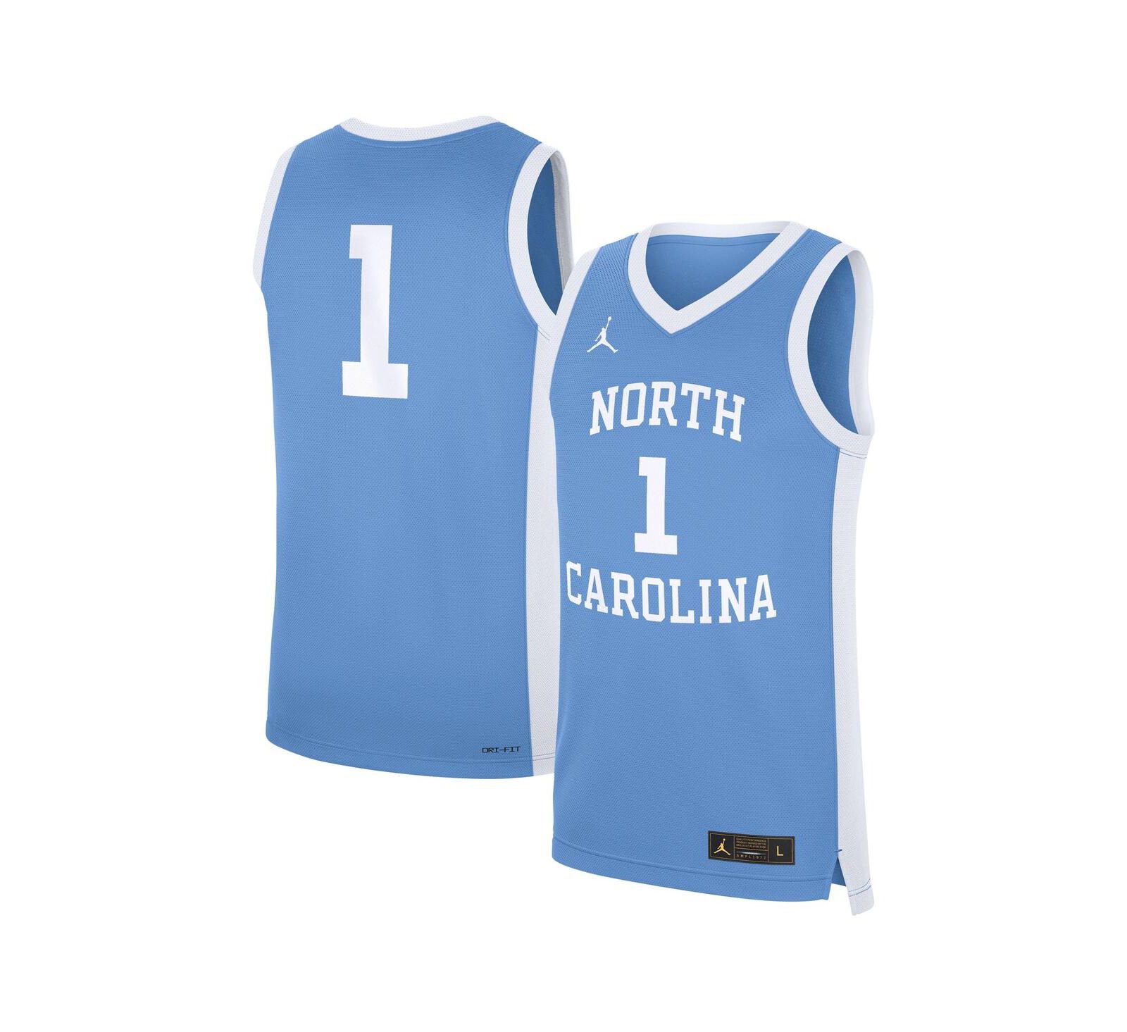 Мужская джерси Jordan 1 Carolina Blue North Carolina Tar Heels Alternate Replica Basketball