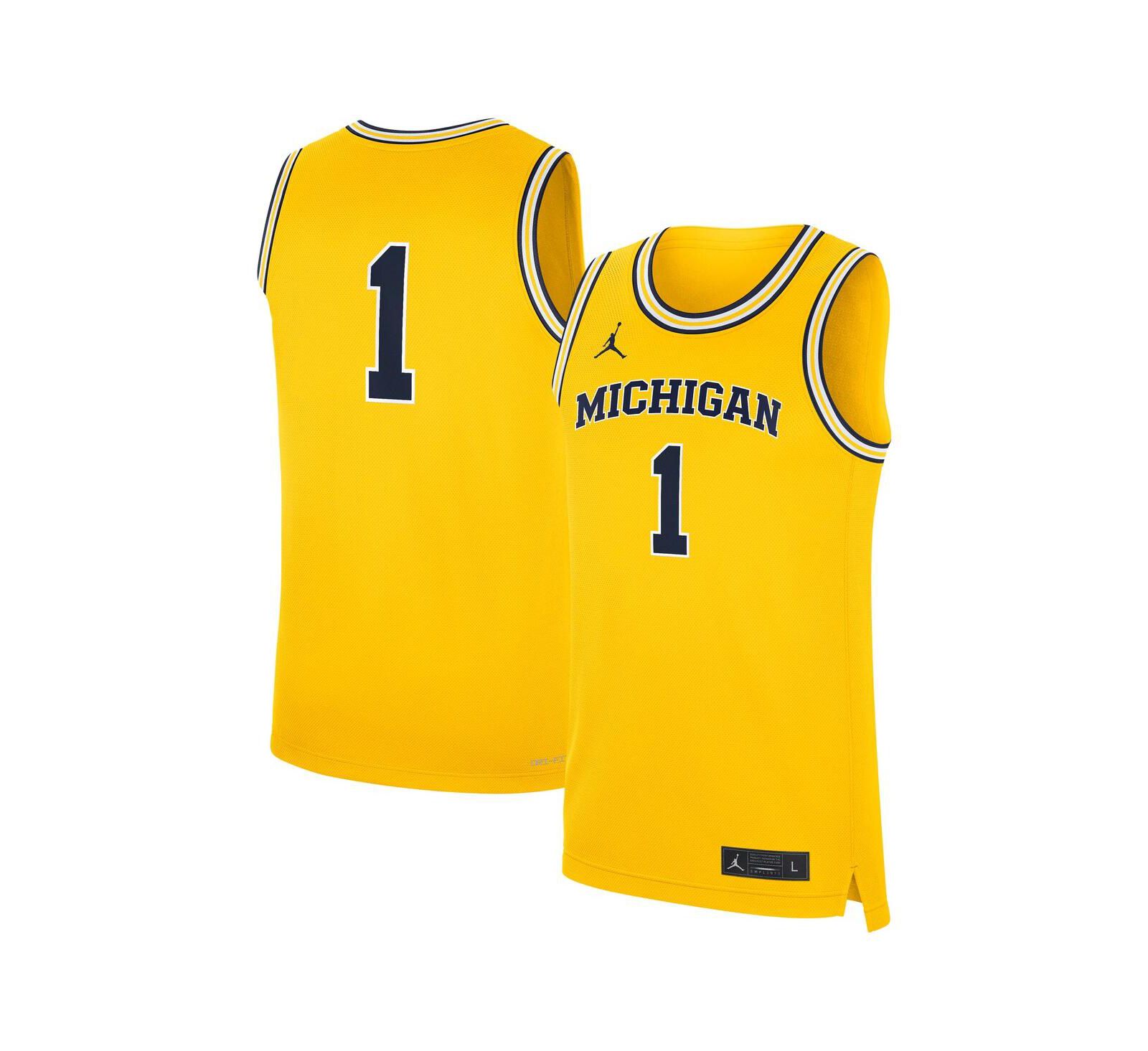 Мужская реплика джерси Jordan 1 Maize Michigan Wolverines Alternate