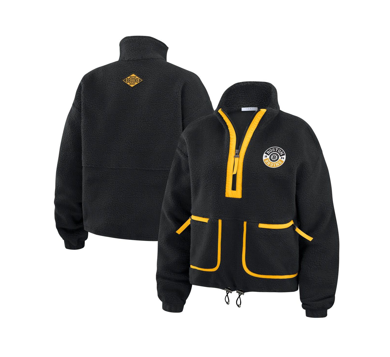 WEAR by Erin Andrews Women's Black Boston Bruins Polar Fleece Half-Zip Jacket