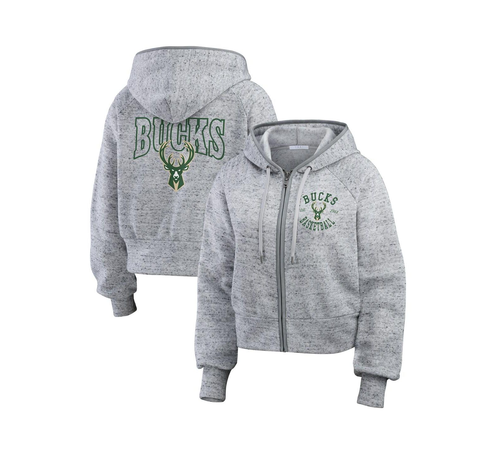 Женское худи WEAR by Erin Andrews Milwaukee Bucks Speckled Radiator Full-Zip