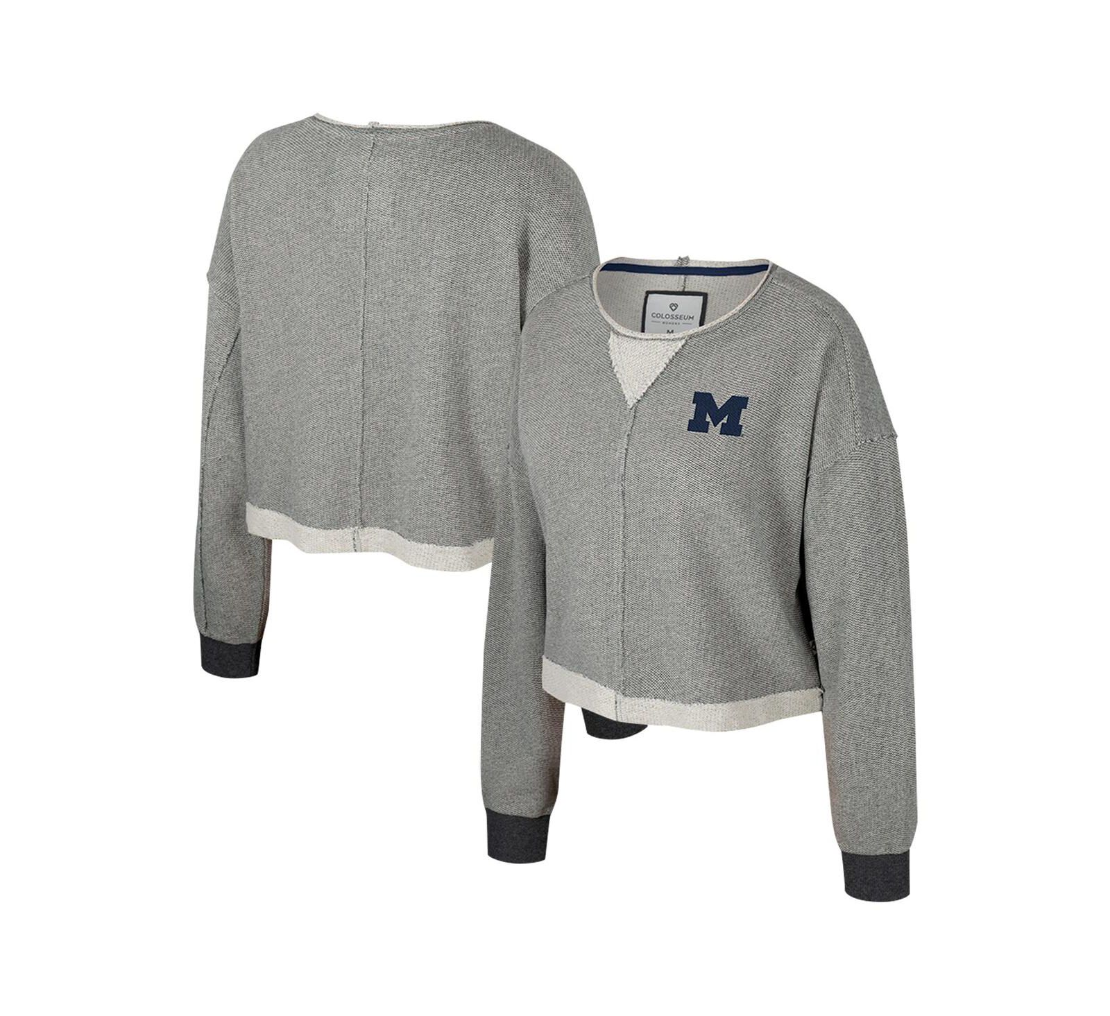 Colosseum Женская укороченная толстовка Michigan Wolverines Magnum Scoop Neck Charcoal