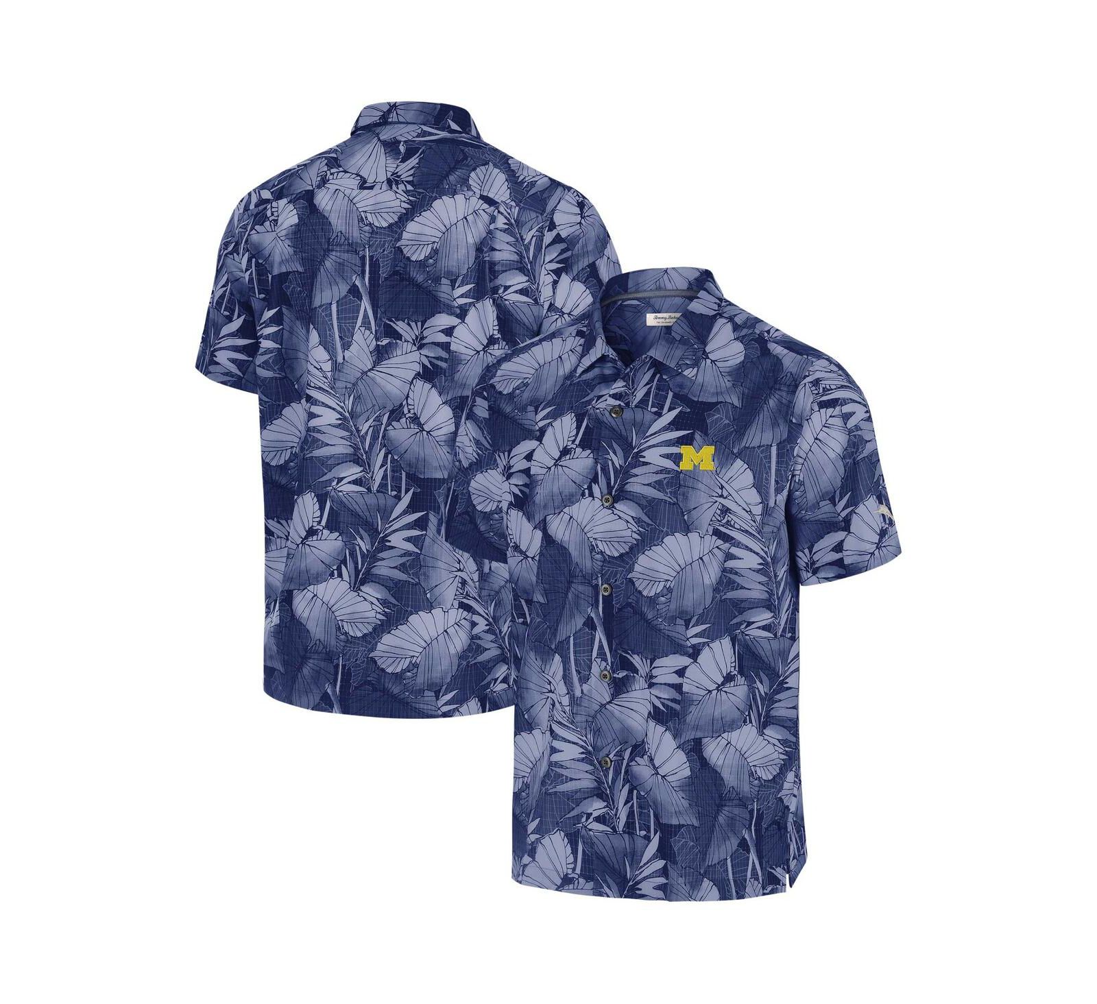 Мужская рубашка Tommy Bahama Blue Michigan Wolverines Coast Nuevo Fronds Button-Up
