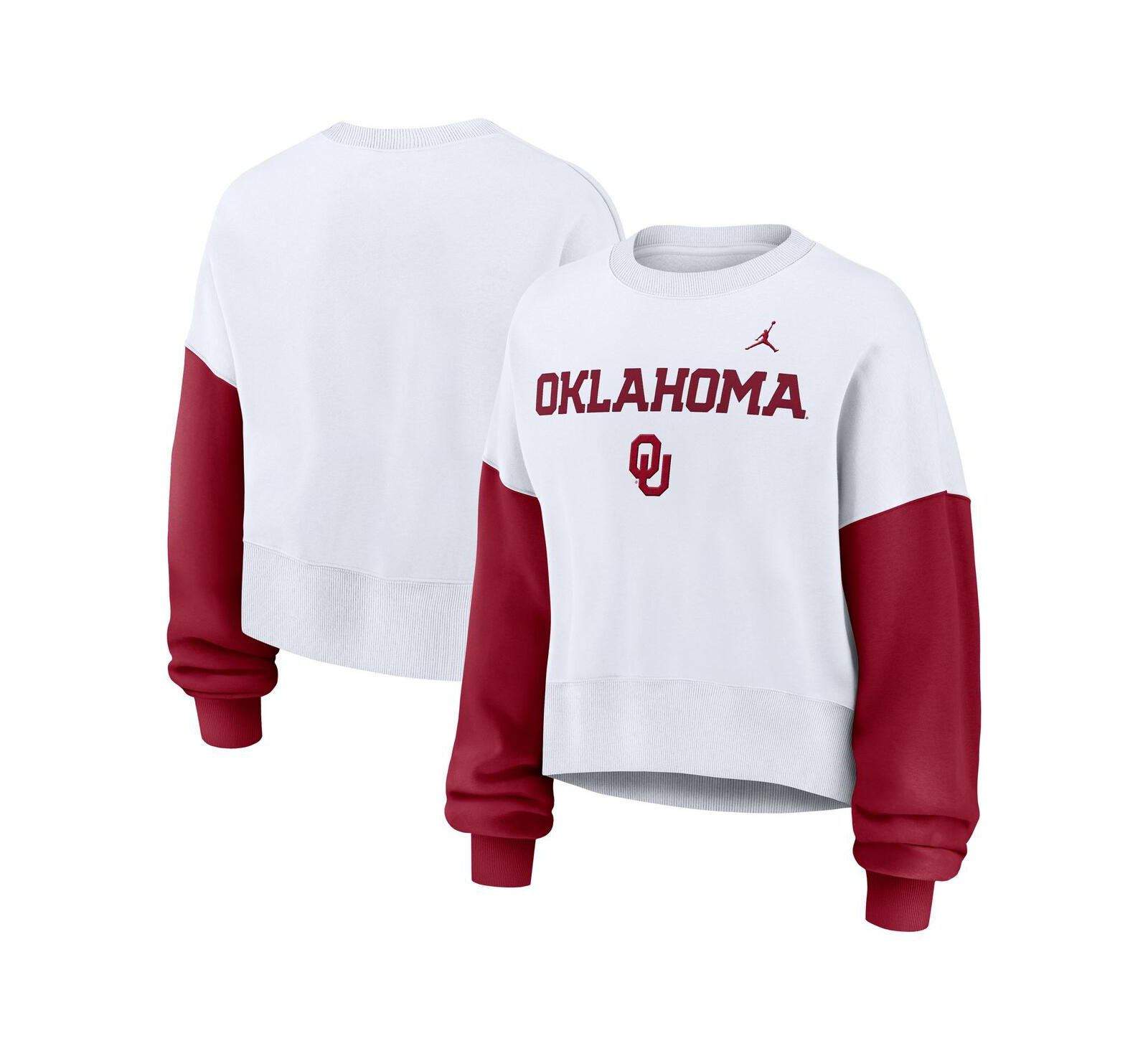Jordan Женский оверсайз свитшот Cropped Pullover White Oklahoma Sooners Color-Block