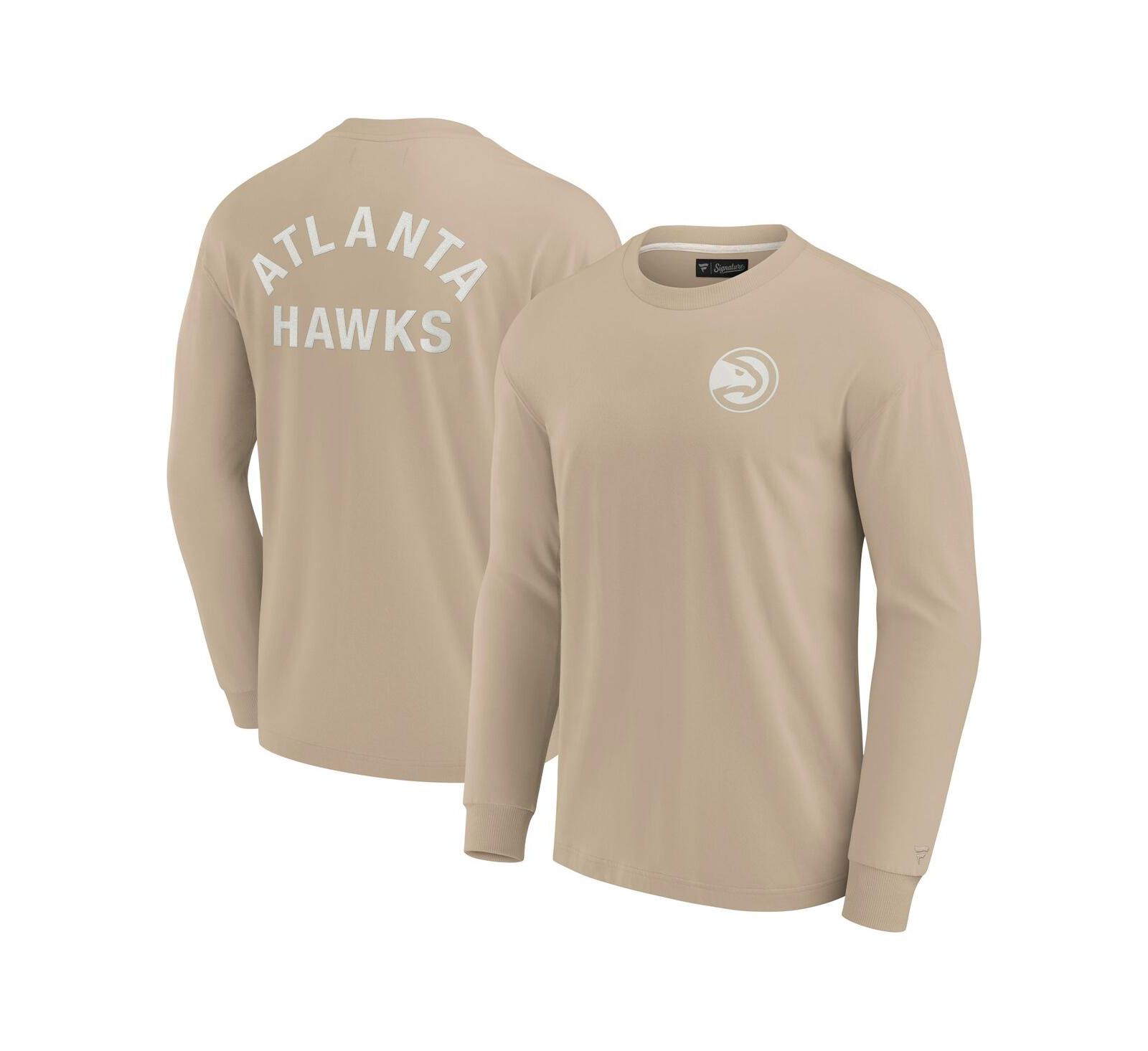 Мужская и женская футболка Fanatics Khaki Atlanta Hawks Elements Super Soft Long Sleeve