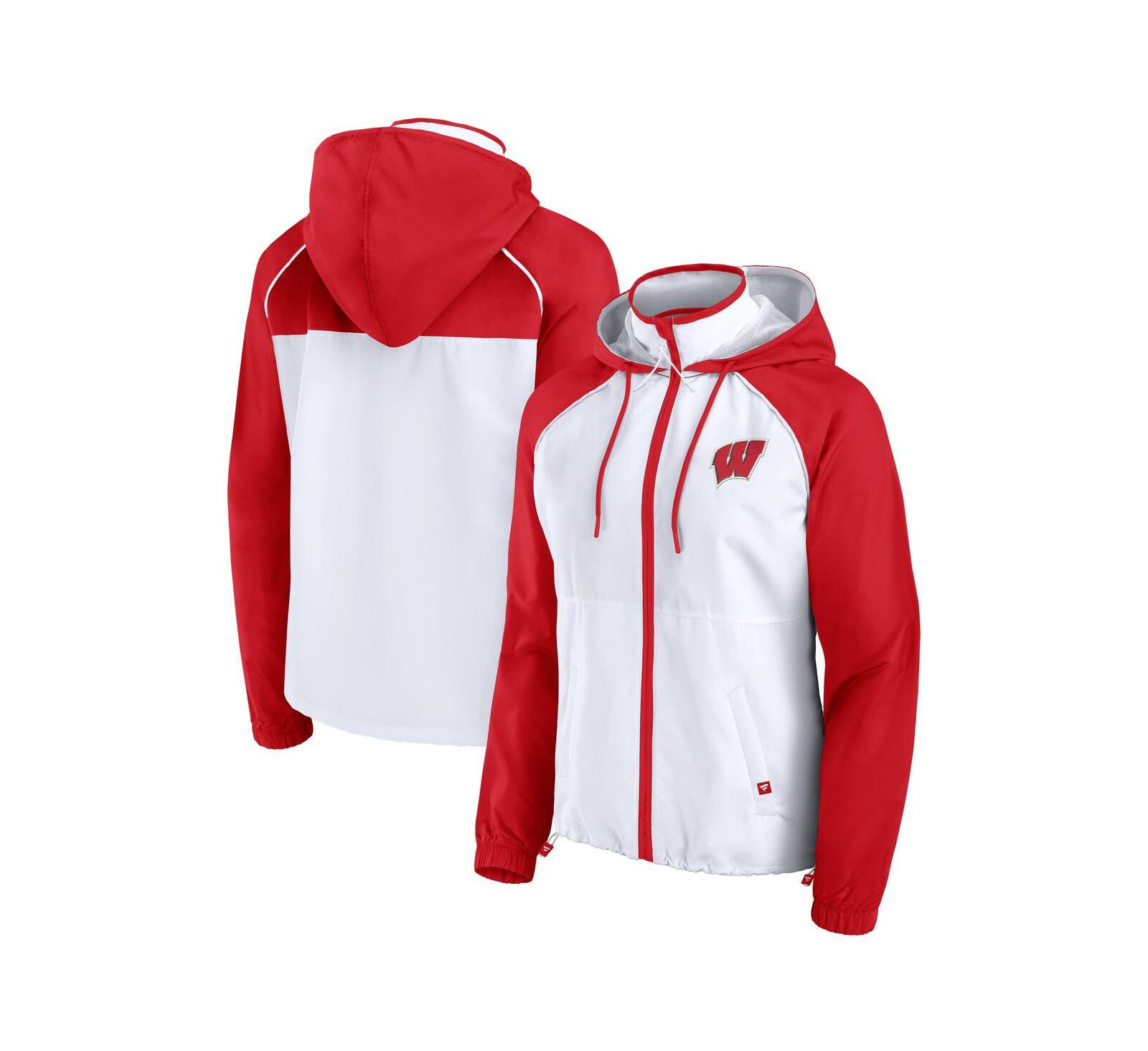 Fanatics Women's White Wisconsin Badgers Full-Zip Anorak Hoodie Jacket
