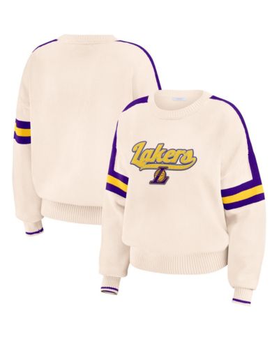 Женский джемпер WEAR by Erin Andrews Los Angeles Lakers Stripe Pullover, кремовый