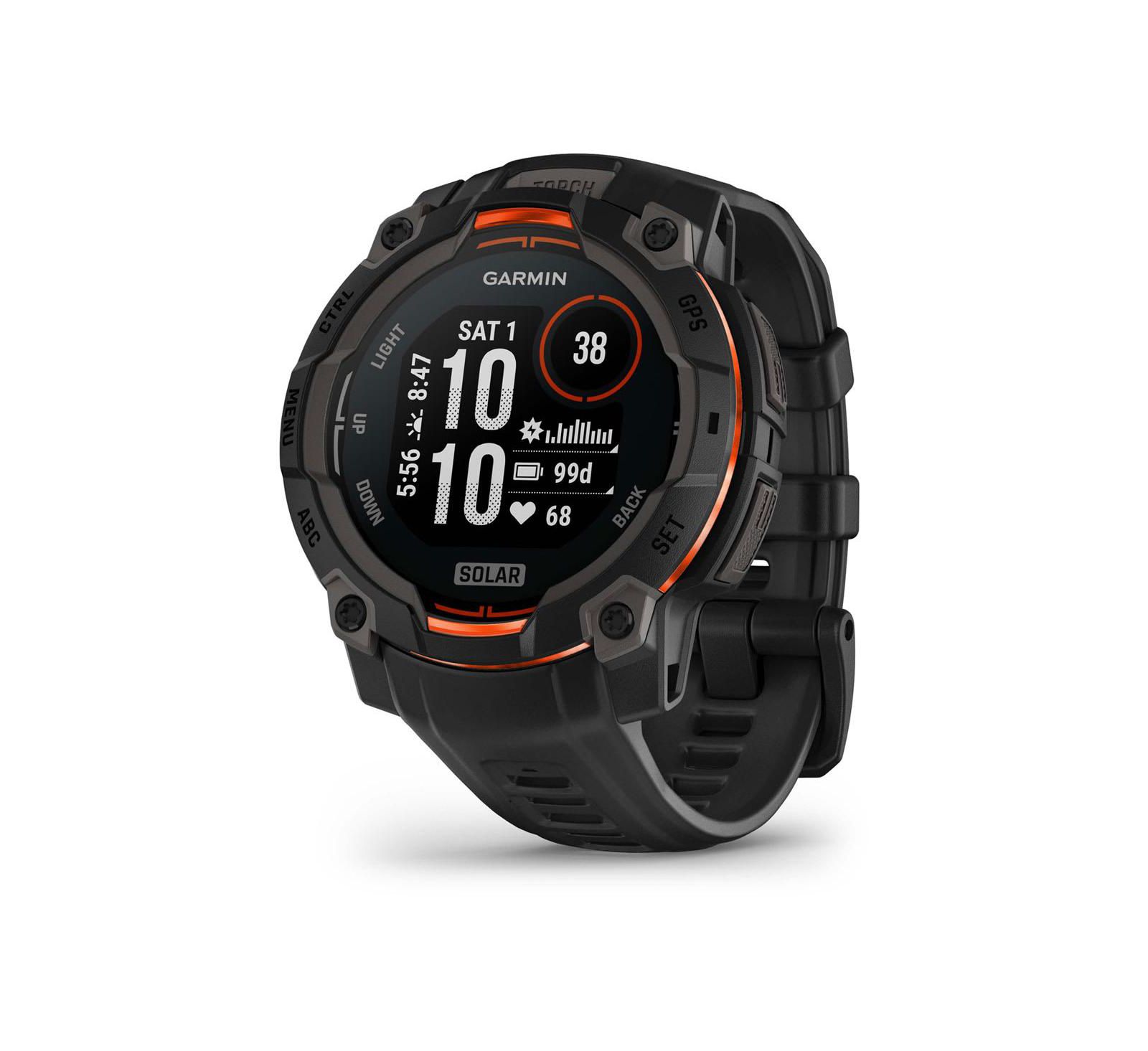 Instinct 3, 45mm Solar Rugged Outdoor GPS Smartwatch, Black/Black