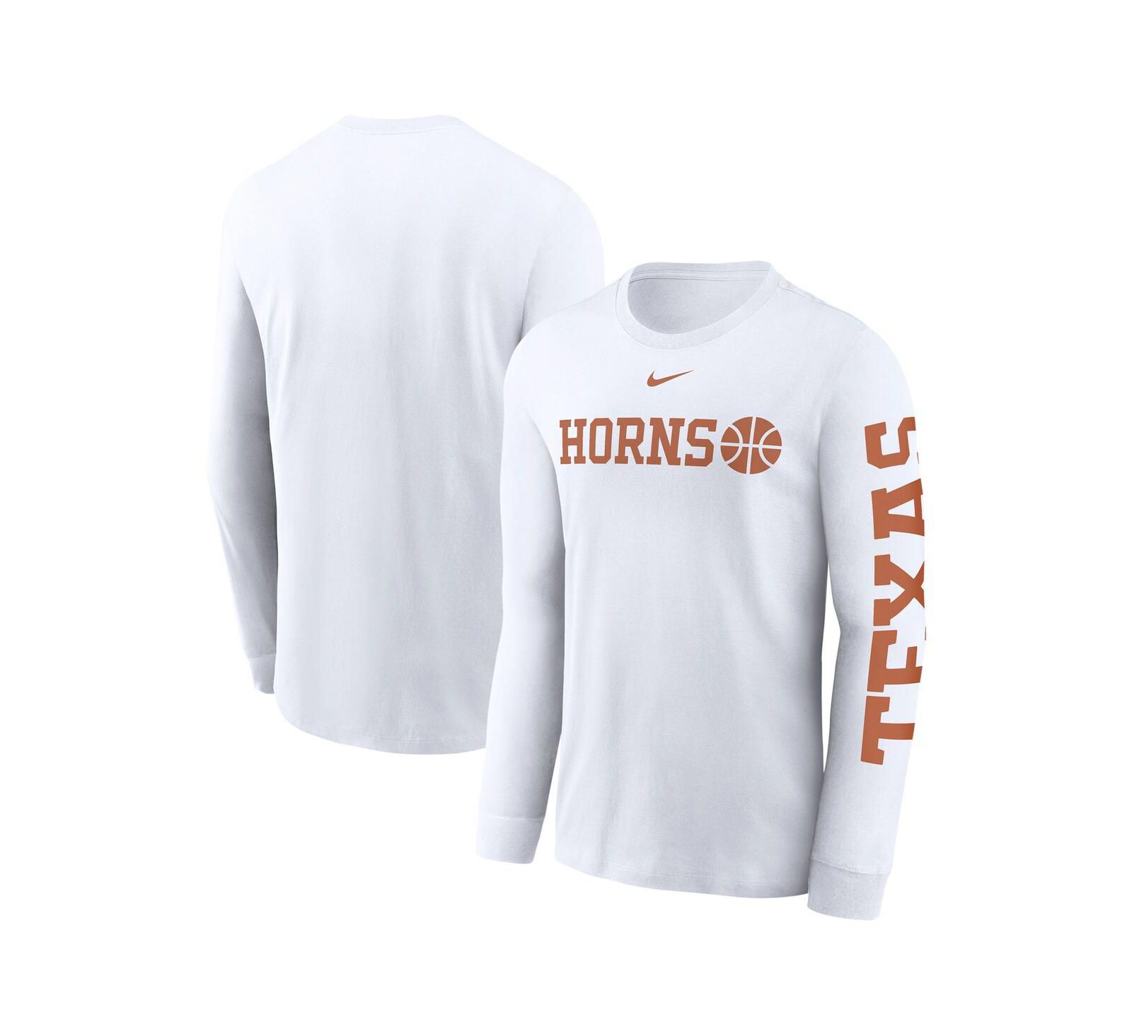 Nike Men's White Texas Longhorns Basketball Icon Two-Hit Long Sleeve T-Shirt