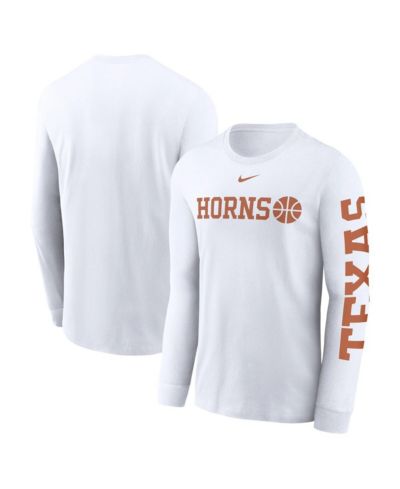 Мужская футболка Nike White Texas Longhorns Basketball Icon Two-Hit Long Sleeve