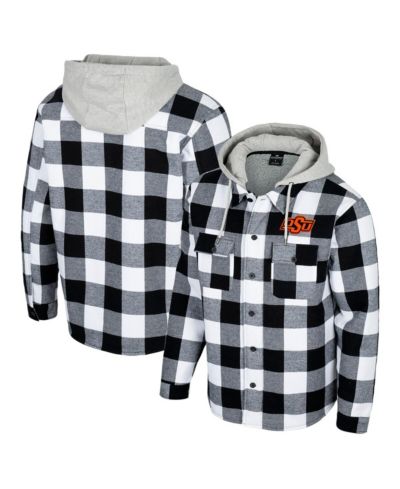 Мужская куртка Colosseum Oklahoma State Cowboys Buffalo Plaid с полной молнией, черная/белая