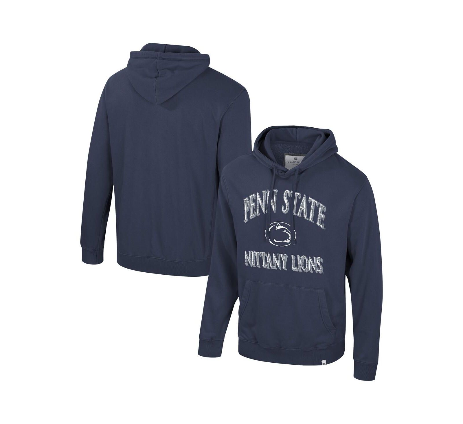 Мужское худи Colosseum Navy Penn State Nittany Lions Big & Tall Cap E-Tan Pullover