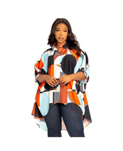 Женская блузка Buxom Couture Plus Size Plaid Flowy Hi-Lo