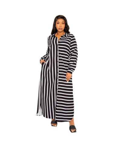Buxom Couture Plus Size maxi рубашка-платье в полоску