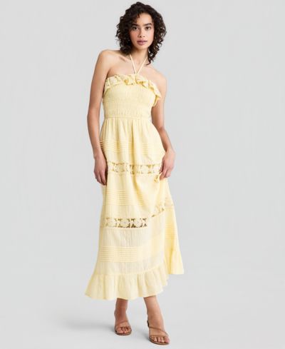 Женское платье And Now This Cotton Lace-Detail Fit & Flare Maxi
