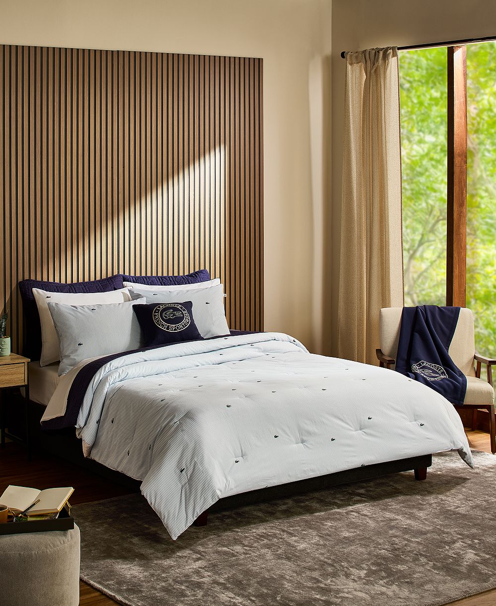 Lacoste Home Pinstripe Croc Cotton 3-Pc. Comforter Set, Full/Queen