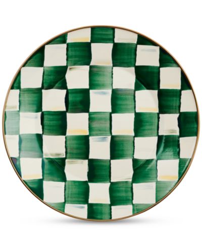 Mackenzie-Childs Emerald Check Dinner Plate