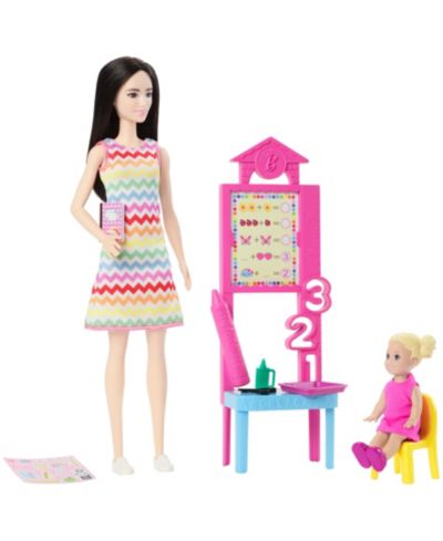 Barbie Teacher Fashion Doll with Toddler Doll, Ages 3+