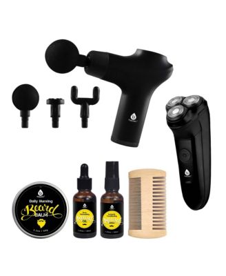 The Ultimate Men's Grooming & Relaxation Bundle – Beard Care, Electric Shaver, and Massage Gun