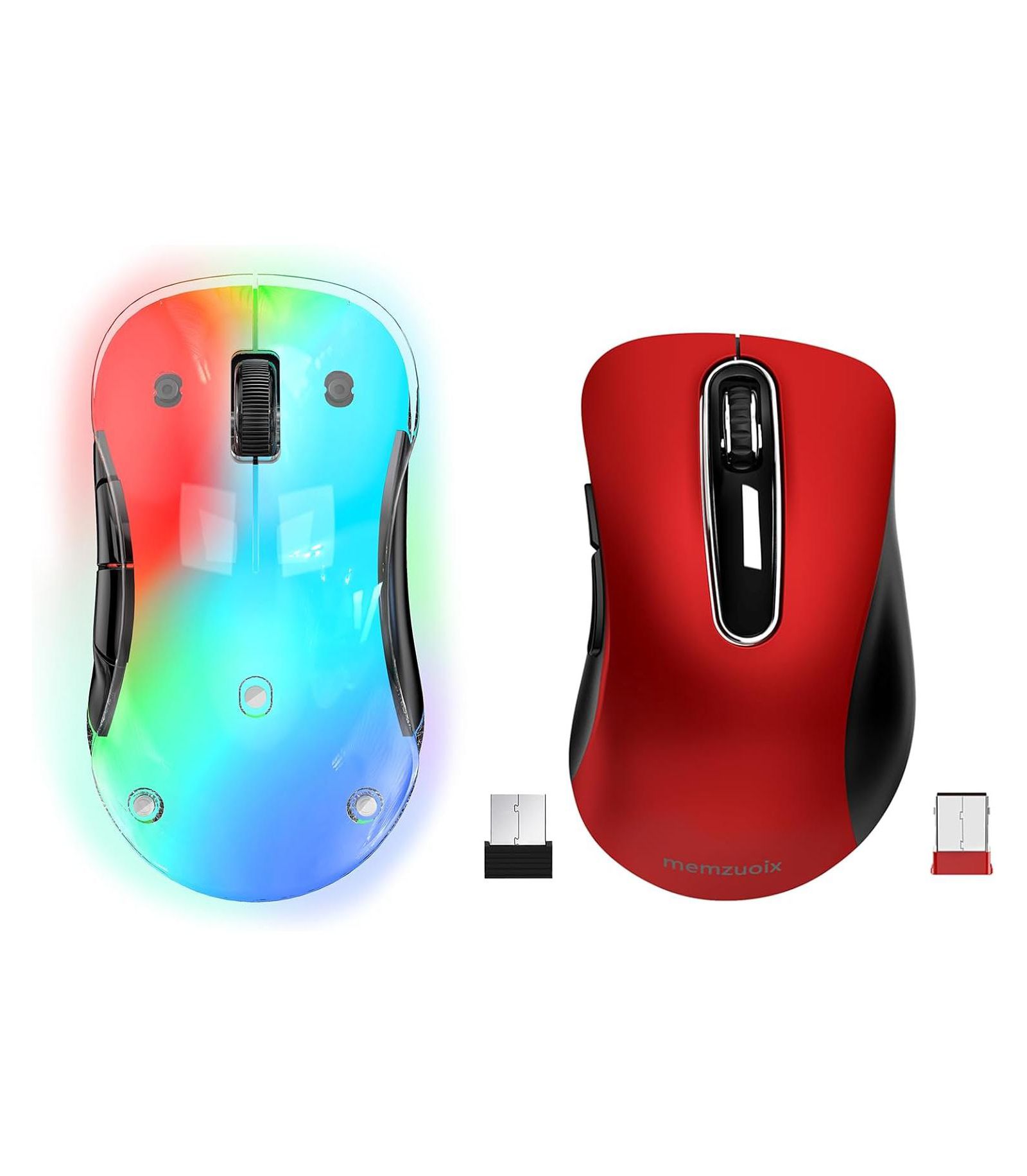 Memzuoix 2.4G Ergonomic-Rechargeable Wireless Mouse for PC/Mac, 2-Pack