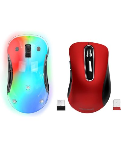 Беспроводная мышь memzuoix 2.4G, набор из 2 шт (LED Rechargeable + red)