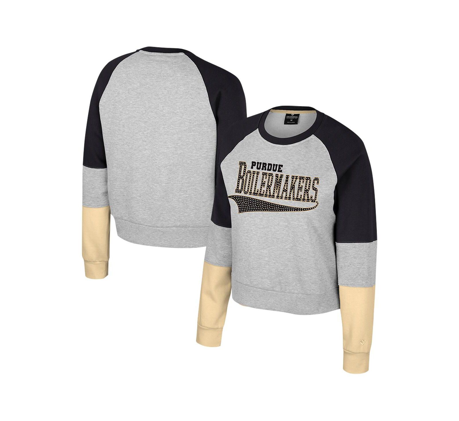 Детская толстовка Colosseum Big Girls Heather Gray Purdue Boilermakers Katinka Rhinestone